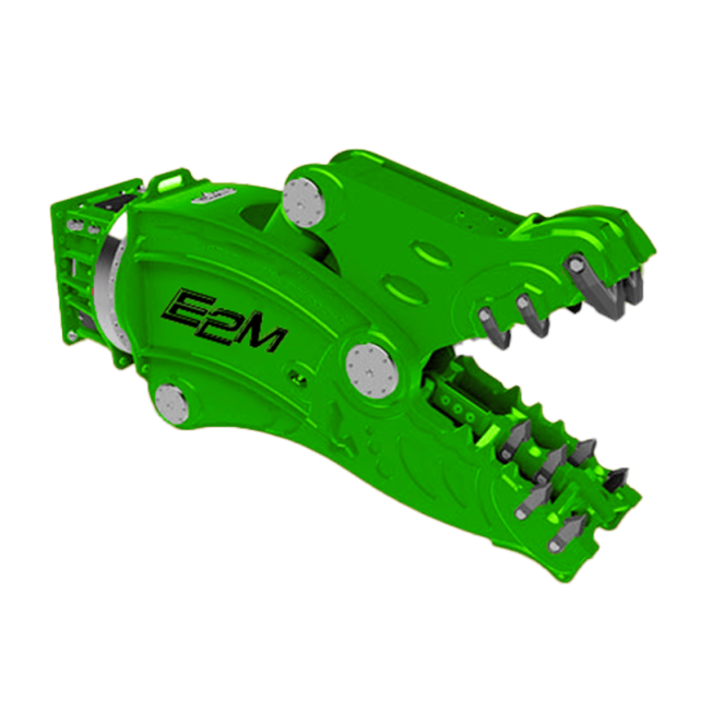 Concasseur rotatif Série FH de la marque E2M sous format de dessin, noir et vert.
