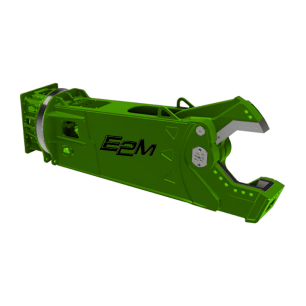 Cisaille hydraulique Série CRE de la marque E2M sous format de dessin, noir et vert.