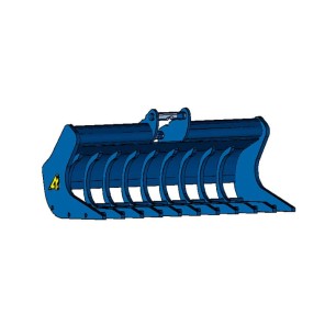Dessin du godet râteau d'ARDEN EQUIPMENT de profil